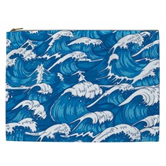 Storm-waves-seamless-pattern-raging-ocean-water-sea-wave-vintage-japanese-storms-print-illustration- Cosmetic Bag (xxl) by uniart180623