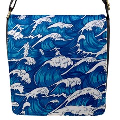 Storm-waves-seamless-pattern-raging-ocean-water-sea-wave-vintage-japanese-storms-print-illustration- Flap Closure Messenger Bag (s) by uniart180623