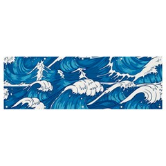 Storm-waves-seamless-pattern-raging-ocean-water-sea-wave-vintage-japanese-storms-print-illustration- Banner And Sign 12  X 4  by uniart180623