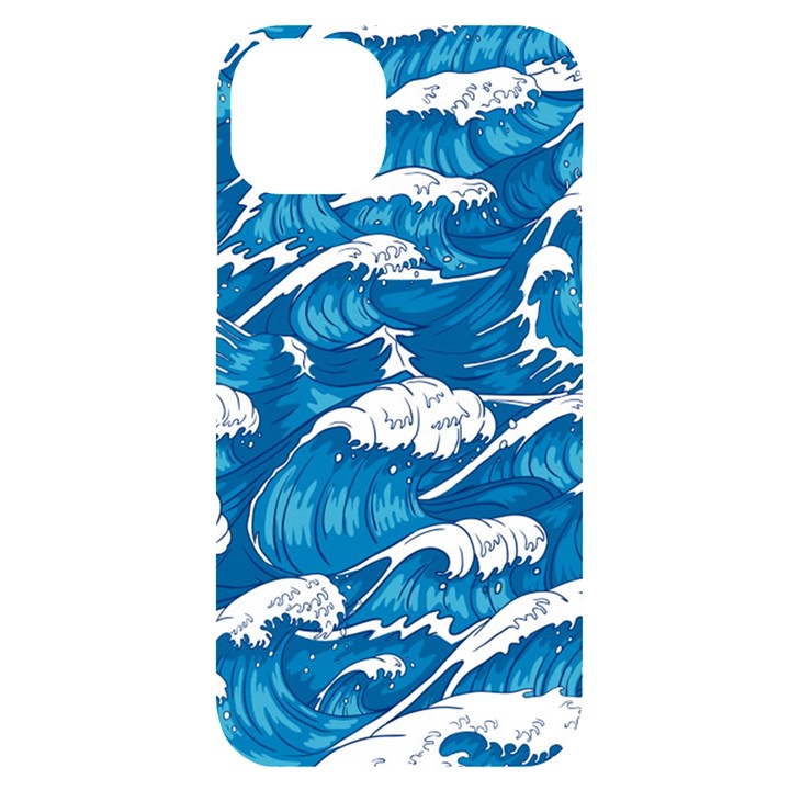 Storm-waves-seamless-pattern-raging-ocean-water-sea-wave-vintage-japanese-storms-print-illustration- iPhone 14 Plus Black UV Print Case