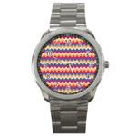 Zigzag-pattern-seamless-zig-zag-background-color Sport Metal Watch Front