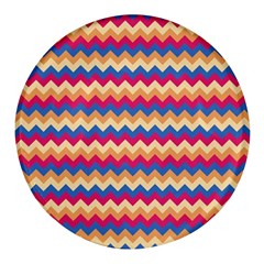 Zigzag-pattern-seamless-zig-zag-background-color Round Glass Fridge Magnet (4 Pack) by uniart180623