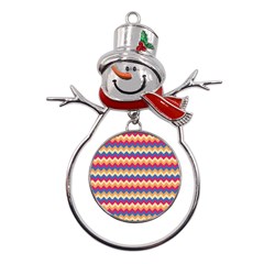 Zigzag-pattern-seamless-zig-zag-background-color Metal Snowman Ornament