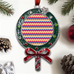 Zigzag-pattern-seamless-zig-zag-background-color Metal X mas Lollipop With Crystal Ornament by uniart180623