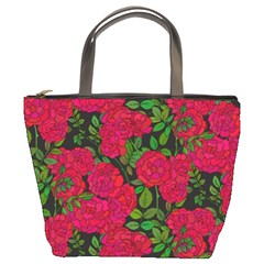 Seamless-pattern-with-colorful-bush-roses Bucket Bag by uniart180623