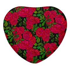 Seamless-pattern-with-colorful-bush-roses Heart Glass Fridge Magnet (4 Pack)