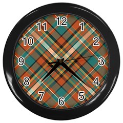 Tartan-scotland-seamless-plaid-pattern-vector-retro-background-fabric-vintage-check-color-square-geo Wall Clock (black) by uniart180623