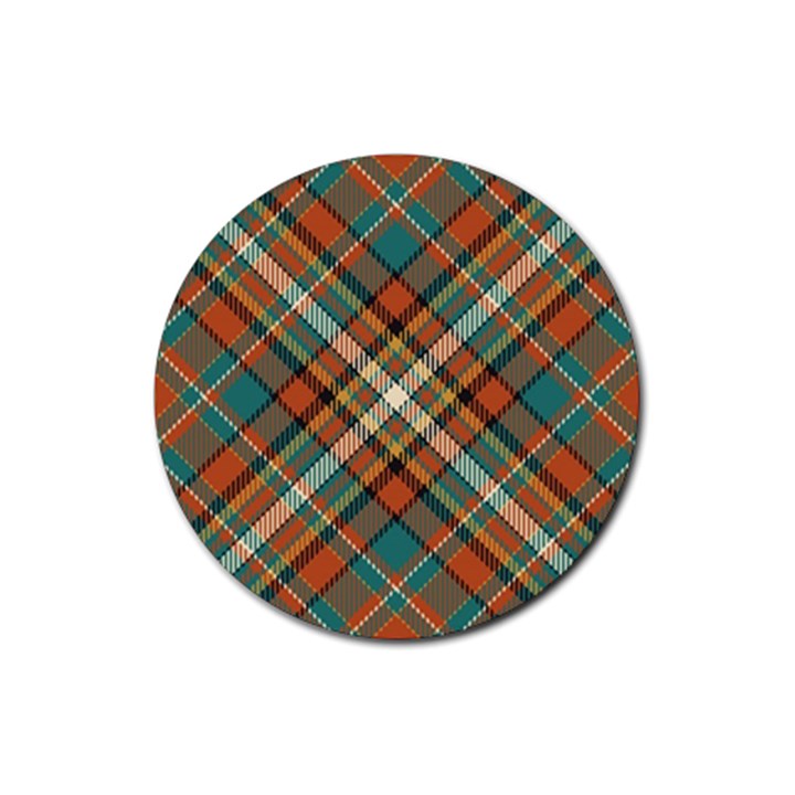 Tartan-scotland-seamless-plaid-pattern-vector-retro-background-fabric-vintage-check-color-square-geo Rubber Coaster (Round)