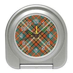 Tartan-scotland-seamless-plaid-pattern-vector-retro-background-fabric-vintage-check-color-square-geo Travel Alarm Clock by uniart180623