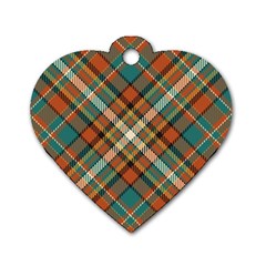 Tartan-scotland-seamless-plaid-pattern-vector-retro-background-fabric-vintage-check-color-square-geo Dog Tag Heart (one Side) by uniart180623