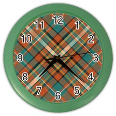 Tartan-scotland-seamless-plaid-pattern-vector-retro-background-fabric-vintage-check-color-square-geo Color Wall Clock by uniart180623