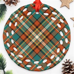 Tartan-scotland-seamless-plaid-pattern-vector-retro-background-fabric-vintage-check-color-square-geo Round Filigree Ornament (two Sides)