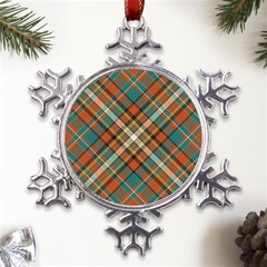 Tartan-scotland-seamless-plaid-pattern-vector-retro-background-fabric-vintage-check-color-square-geo Metal Large Snowflake Ornament