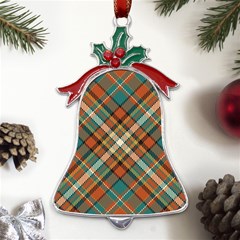 Tartan-scotland-seamless-plaid-pattern-vector-retro-background-fabric-vintage-check-color-square-geo Metal Holly Leaf Bell Ornament by uniart180623