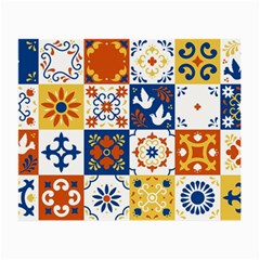 Mexican-talavera-pattern-ceramic-tiles-with-flower-leaves-bird-ornaments-traditional-majolica-style- Small Glasses Cloth by uniart180623