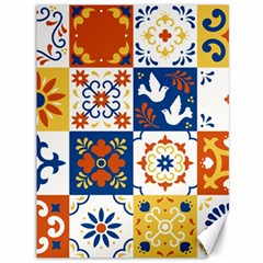 Mexican-talavera-pattern-ceramic-tiles-with-flower-leaves-bird-ornaments-traditional-majolica-style- Canvas 36  X 48  by uniart180623