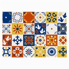 Mexican-talavera-pattern-ceramic-tiles-with-flower-leaves-bird-ornaments-traditional-majolica-style- Large Glasses Cloth by uniart180623