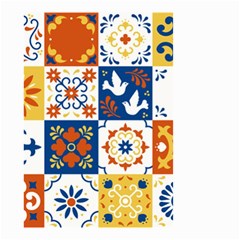 Mexican-talavera-pattern-ceramic-tiles-with-flower-leaves-bird-ornaments-traditional-majolica-style- Small Garden Flag (two Sides) by uniart180623