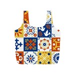 Mexican-talavera-pattern-ceramic-tiles-with-flower-leaves-bird-ornaments-traditional-majolica-style- Full Print Recycle Bag (S) Front