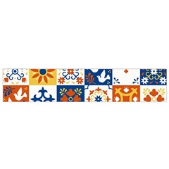 Mexican-talavera-pattern-ceramic-tiles-with-flower-leaves-bird-ornaments-traditional-majolica-style- Small Premium Plush Fleece Scarf by uniart180623