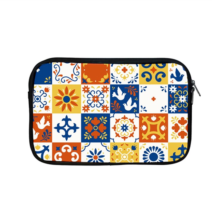 Mexican-talavera-pattern-ceramic-tiles-with-flower-leaves-bird-ornaments-traditional-majolica-style- Apple MacBook Pro 13  Zipper Case