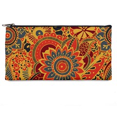 Bright-seamless-pattern-with-paisley-mehndi-elements-hand-drawn-wallpaper-with-floral-traditional Pencil Case by uniart180623