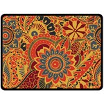 Bright-seamless-pattern-with-paisley-mehndi-elements-hand-drawn-wallpaper-with-floral-traditional Fleece Blanket (Large) 80 x60  Blanket Front