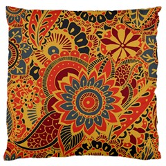 Bright-seamless-pattern-with-paisley-mehndi-elements-hand-drawn-wallpaper-with-floral-traditional Large Cushion Case (one Side) by uniart180623