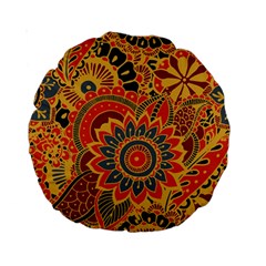 Bright-seamless-pattern-with-paisley-mehndi-elements-hand-drawn-wallpaper-with-floral-traditional Standard 15  Premium Round Cushions by uniart180623