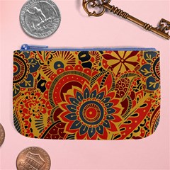 Bright-seamless-pattern-with-paisley-mehndi-elements-hand-drawn-wallpaper-with-floral-traditional Large Coin Purse by uniart180623