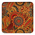 Bright-seamless-pattern-with-paisley-mehndi-elements-hand-drawn-wallpaper-with-floral-traditional Square Glass Fridge Magnet (4 pack) Front