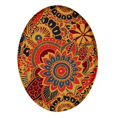 Bright-seamless-pattern-with-paisley-mehndi-elements-hand-drawn-wallpaper-with-floral-traditional Oval Glass Fridge Magnet (4 Pack)