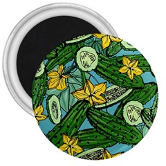 Seamless-pattern-with-cucumber-slice-flower-colorful-hand-drawn-background-with-vegetables-wallpaper 3  Magnets by uniart180623