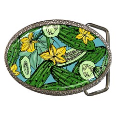 Seamless-pattern-with-cucumber-slice-flower-colorful-hand-drawn-background-with-vegetables-wallpaper Belt Buckles by uniart180623