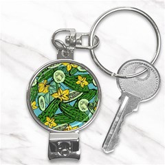 Seamless-pattern-with-cucumber-slice-flower-colorful-hand-drawn-background-with-vegetables-wallpaper Nail Clippers Key Chain by uniart180623