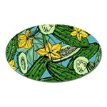 Seamless-pattern-with-cucumber-slice-flower-colorful-hand-drawn-background-with-vegetables-wallpaper Oval Magnet Front