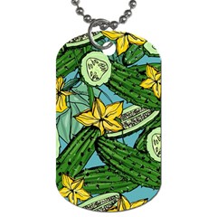 Seamless-pattern-with-cucumber-slice-flower-colorful-hand-drawn-background-with-vegetables-wallpaper Dog Tag (one Side) by uniart180623