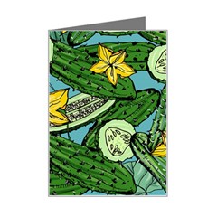 Seamless-pattern-with-cucumber-slice-flower-colorful-hand-drawn-background-with-vegetables-wallpaper Mini Greeting Card