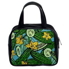 Seamless-pattern-with-cucumber-slice-flower-colorful-hand-drawn-background-with-vegetables-wallpaper Classic Handbag (two Sides) by uniart180623