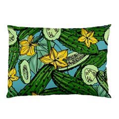 Seamless-pattern-with-cucumber-slice-flower-colorful-hand-drawn-background-with-vegetables-wallpaper Pillow Case by uniart180623