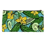 Seamless-pattern-with-cucumber-slice-flower-colorful-hand-drawn-background-with-vegetables-wallpaper Pencil Case Back