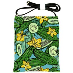 Seamless-pattern-with-cucumber-slice-flower-colorful-hand-drawn-background-with-vegetables-wallpaper Shoulder Sling Bag by uniart180623