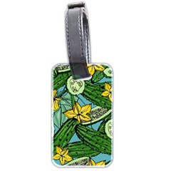 Seamless-pattern-with-cucumber-slice-flower-colorful-hand-drawn-background-with-vegetables-wallpaper Luggage Tag (two Sides) by uniart180623