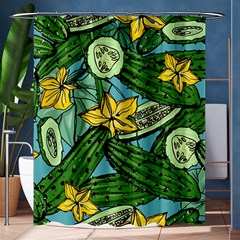 Seamless-pattern-with-cucumber-slice-flower-colorful-hand-drawn-background-with-vegetables-wallpaper Shower Curtain 60  X 72  (medium)  by uniart180623