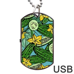 Seamless-pattern-with-cucumber-slice-flower-colorful-hand-drawn-background-with-vegetables-wallpaper Dog Tag Usb Flash (two Sides) by uniart180623