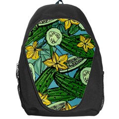 Seamless-pattern-with-cucumber-slice-flower-colorful-hand-drawn-background-with-vegetables-wallpaper Backpack Bag by uniart180623