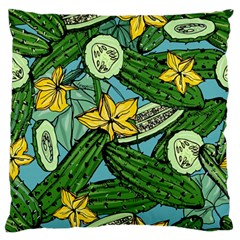 Seamless-pattern-with-cucumber-slice-flower-colorful-hand-drawn-background-with-vegetables-wallpaper Large Premium Plush Fleece Cushion Case (two Sides) by uniart180623