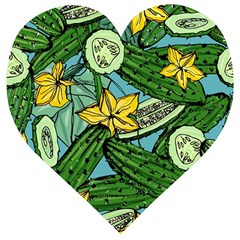 Seamless-pattern-with-cucumber-slice-flower-colorful-hand-drawn-background-with-vegetables-wallpaper Wooden Puzzle Heart by uniart180623