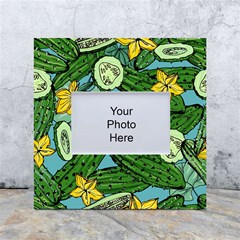 Seamless-pattern-with-cucumber-slice-flower-colorful-hand-drawn-background-with-vegetables-wallpaper White Box Photo Frame 4  X 6  by uniart180623