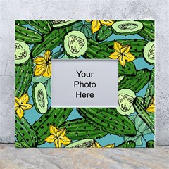 Seamless-pattern-with-cucumber-slice-flower-colorful-hand-drawn-background-with-vegetables-wallpaper White Wall Photo Frame 5  X 7  by uniart180623